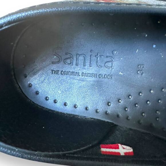 Sanita The Original Danish Leather Clog Shoes Red Watercolor Womens 38 / US 7.5 - Picture 12 of 14